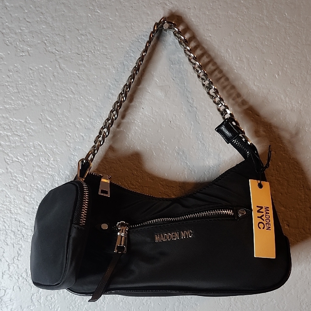 🆕️Madden NYC Black Shoulder Bag W/ Bonus Coin Purse - Picture 3 of 14